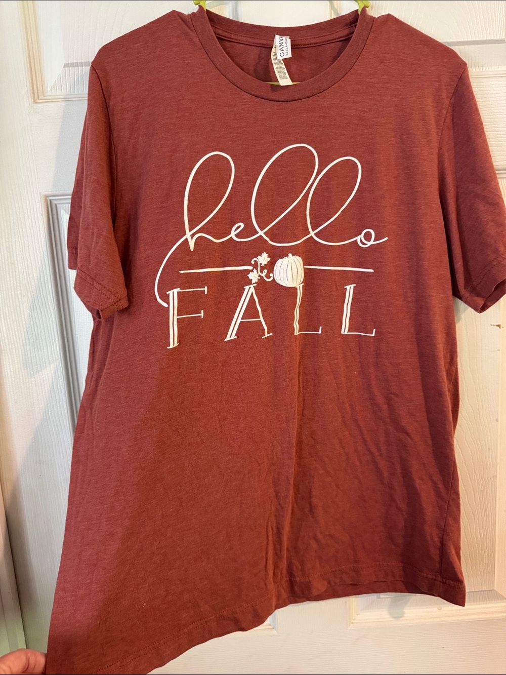 Bella Canvas Rust Red "Hello Fall" Short Sleeve Tee